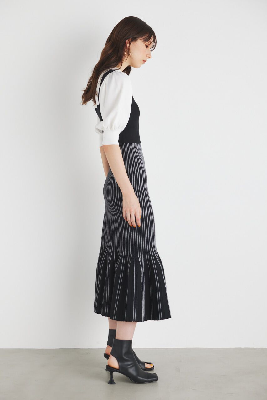 rienda「ビスチェライクストライプKnit OP」|ワンピース|