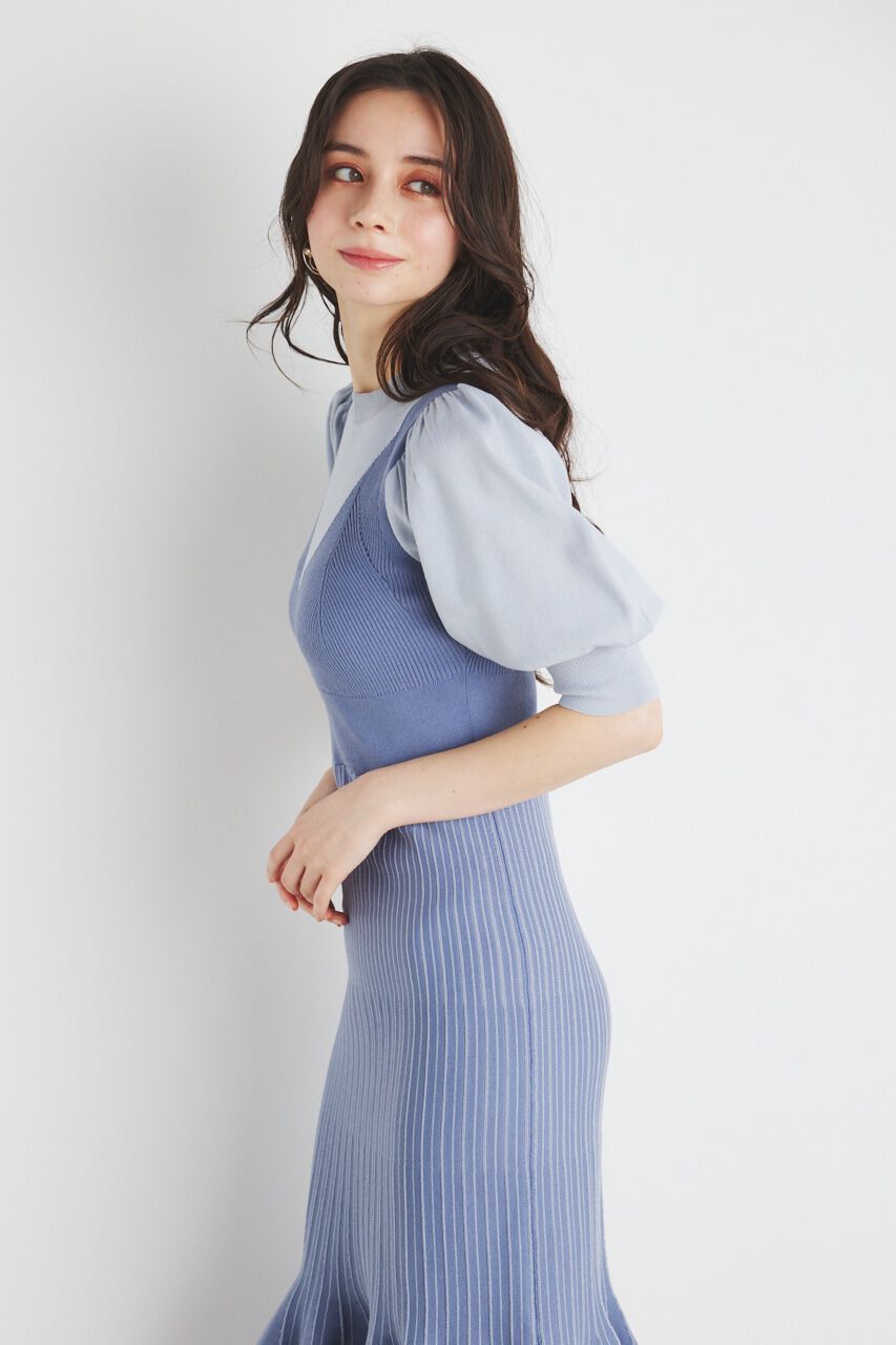 rienda「ビスチェライクストライプKnit OP」|ワンピース|