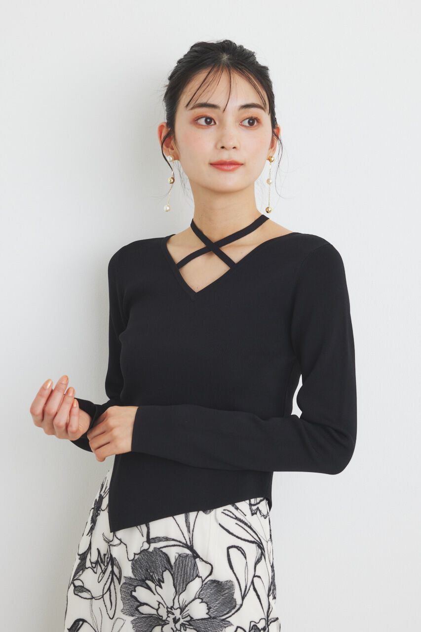 rienda「アシンメトリーストリングKnit TOP」|ニット・セーター|