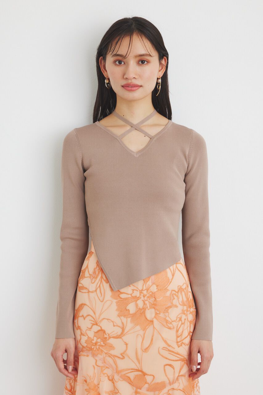 rienda「アシンメトリーストリングKnit TOP」|ニット・セーター|