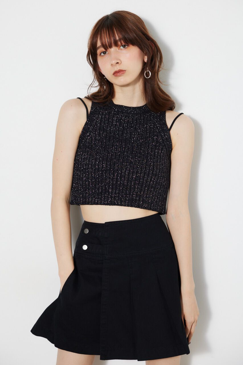 rienda「アメスリラメKnit TOP」|タンクトップ|BLK