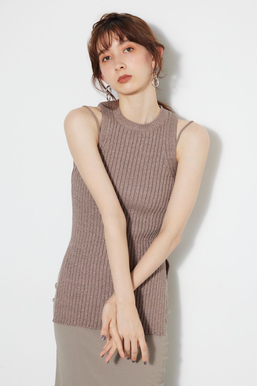 rienda「アメスリラメKnit TOP」|タンクトップ|