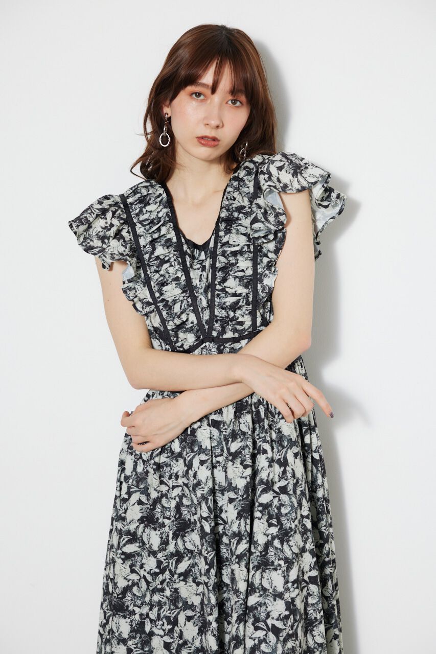 rienda「トリミングテープギャザーフレアOP」|ワンピース|