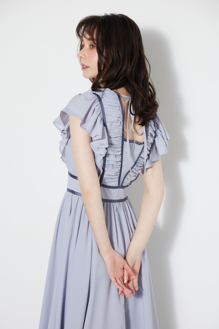 rienda「トリミングテープギャザーフレアOP」|ワンピース|