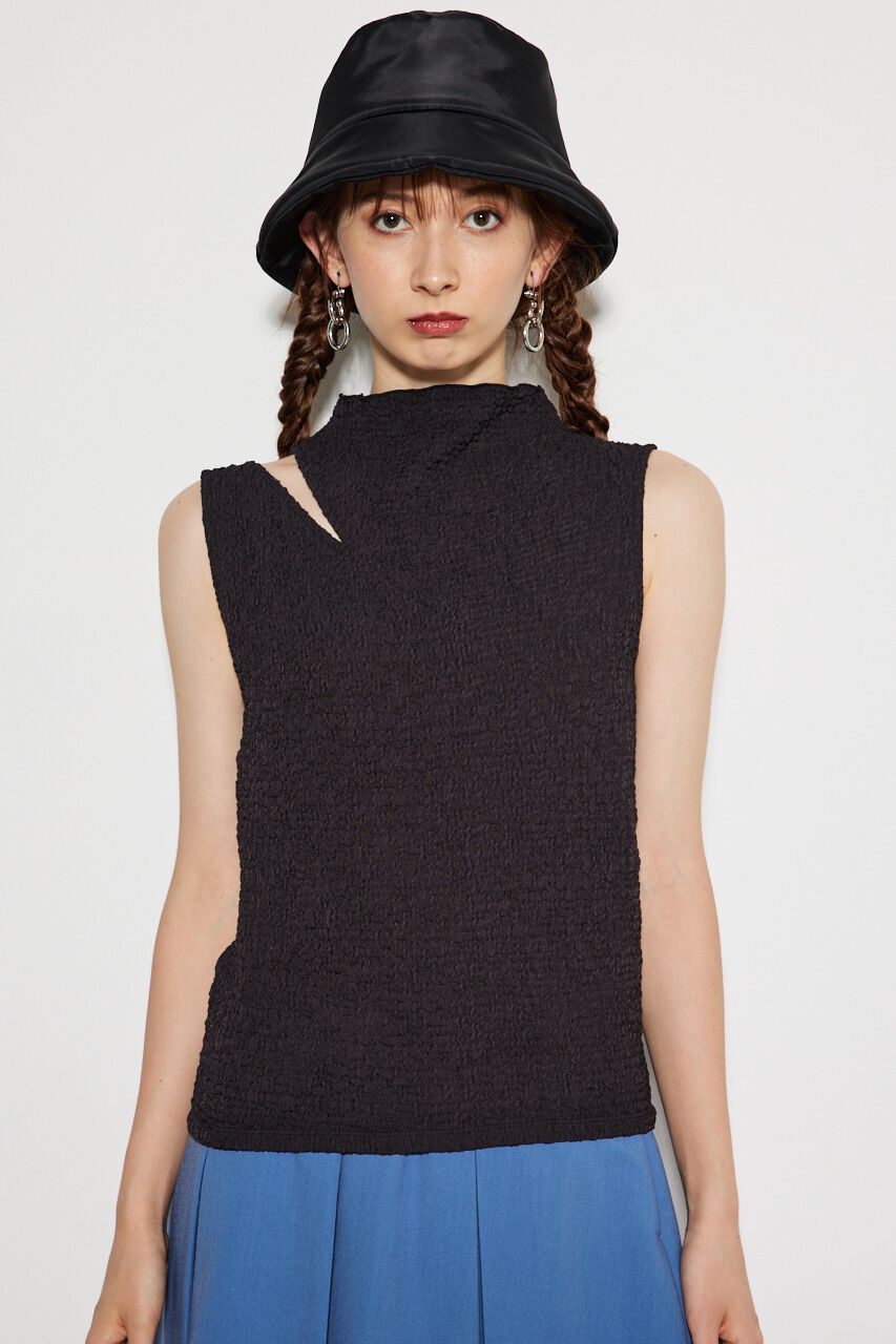 rienda「ショルダースリットバンピーTOP」|タンクトップ|