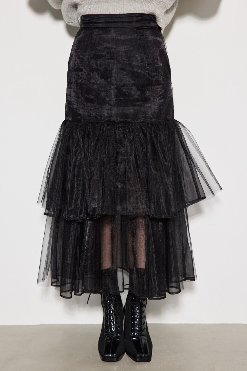 rienda「ティアードチュールJ/WマーメイドSK」|スカート|