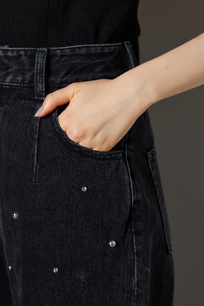 rienda「スタッズデザインワイドデニムパンツ」|その他|