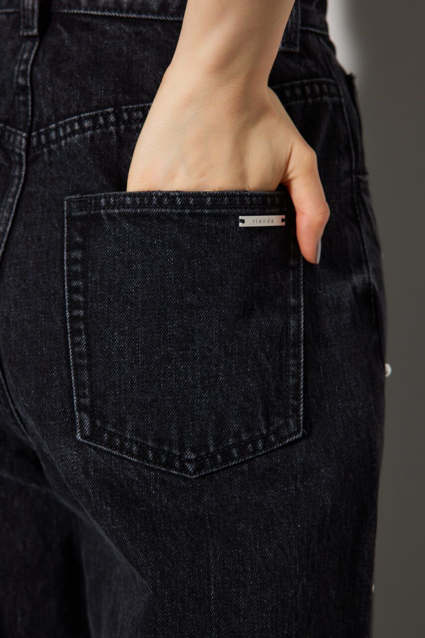 rienda「スタッズデザインワイドデニムパンツ」|その他|