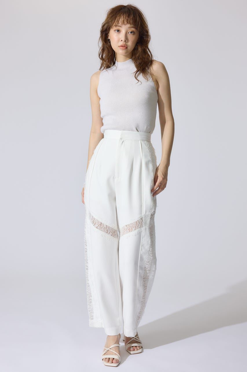 rienda「レースコンビジャストウエストストレートパンツ」|その他|