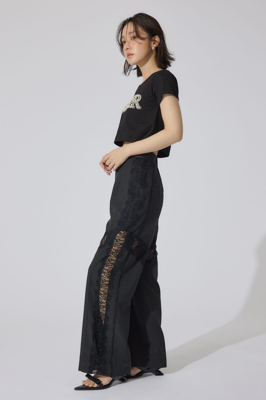 rienda「レースコンビジャストウエストストレートパンツ」|その他|