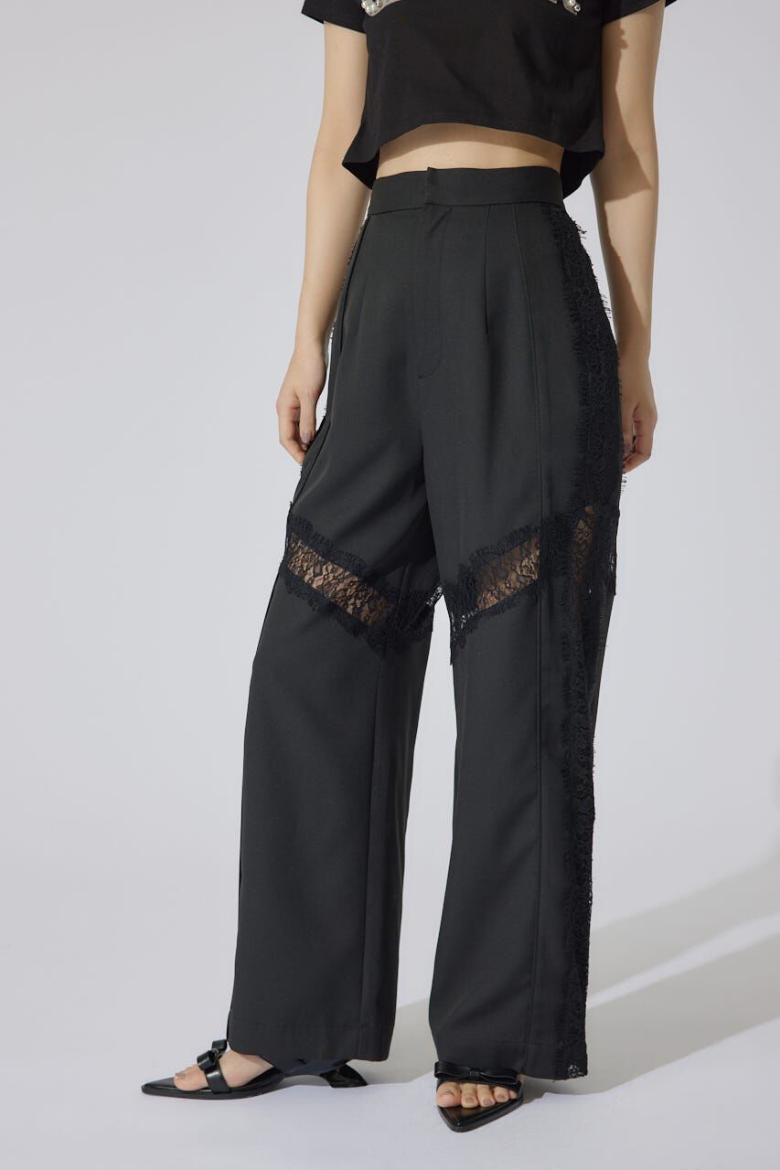 rienda「レースコンビジャストウエストストレートパンツ」|その他|