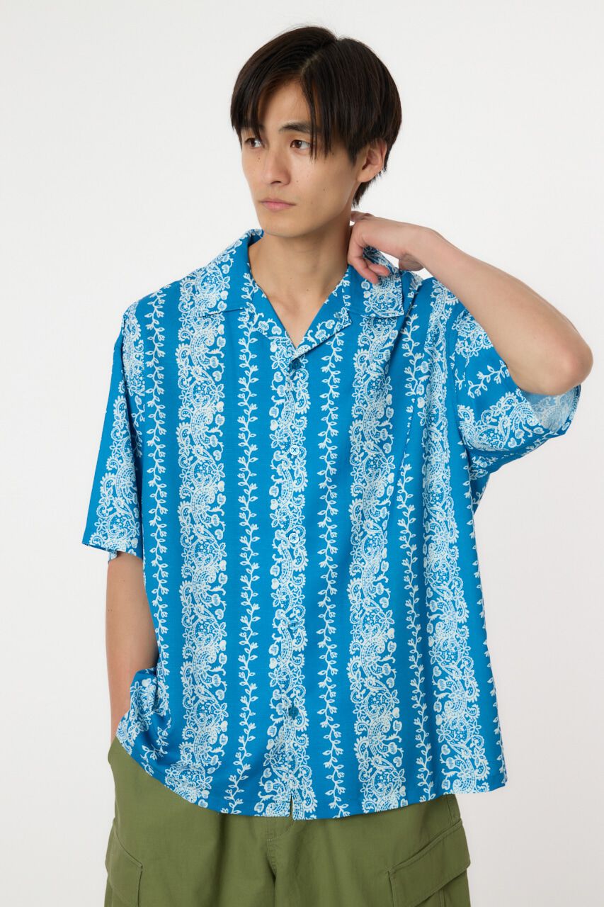 RODEO CROWNS「bandana-stripe shirt」|シャツ・ブラウス|柄BLU5