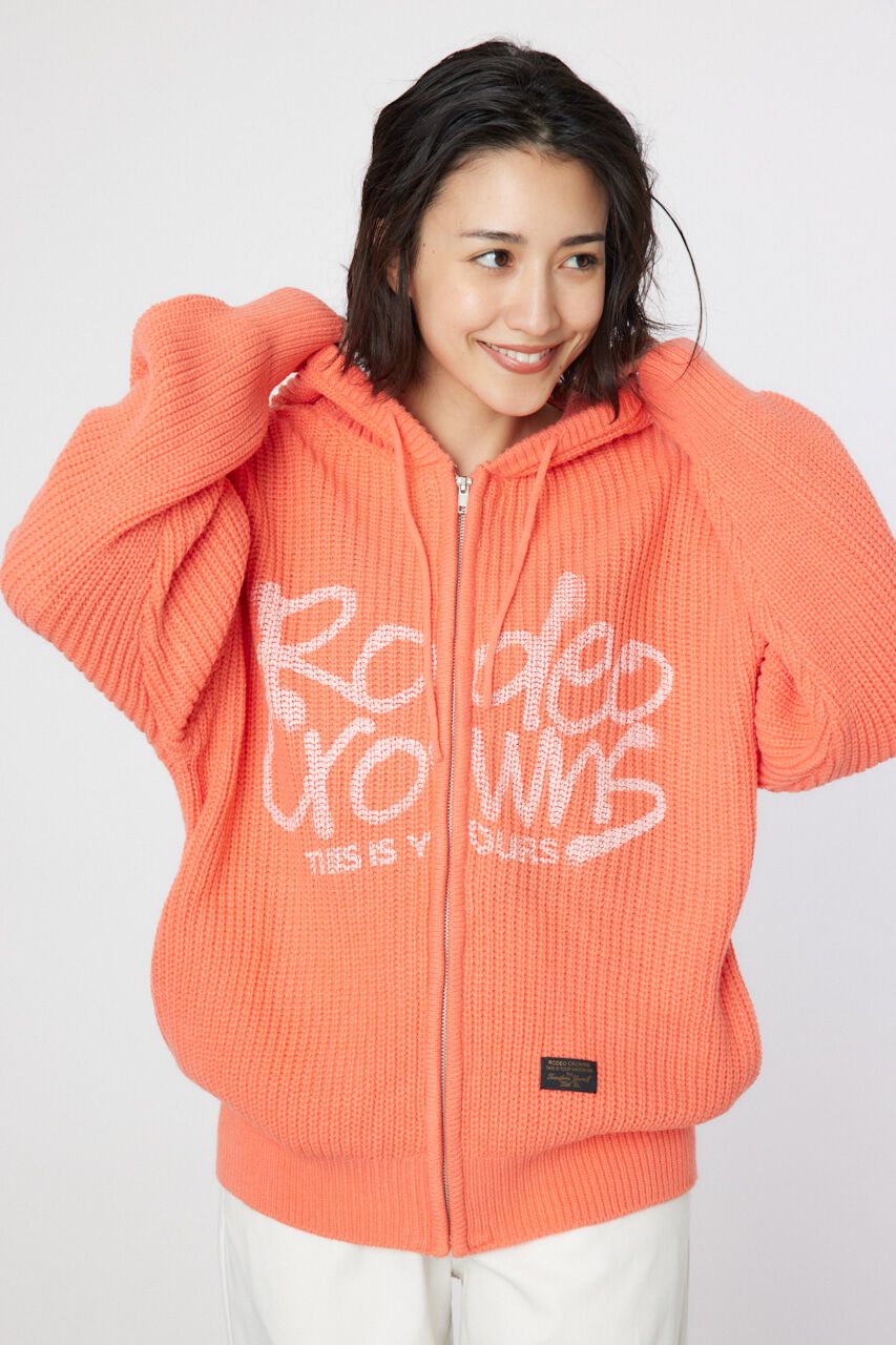 RODEO CROWNS「LOGO畦ニットジップフーディー」|パーカー|L/RED1
