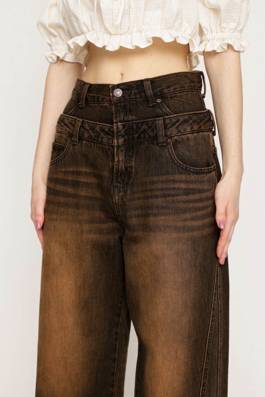 SLY「LAYERED STRAIGHT パンツ」|デニム|