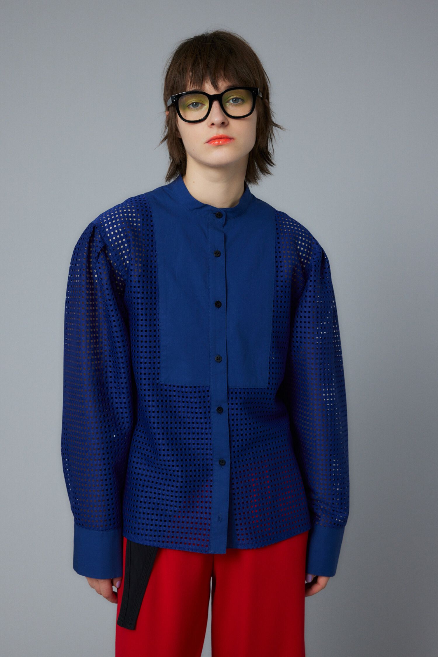 HeRIN.CYE「Mesh shirt」|シャツ・ブラウス|NVY