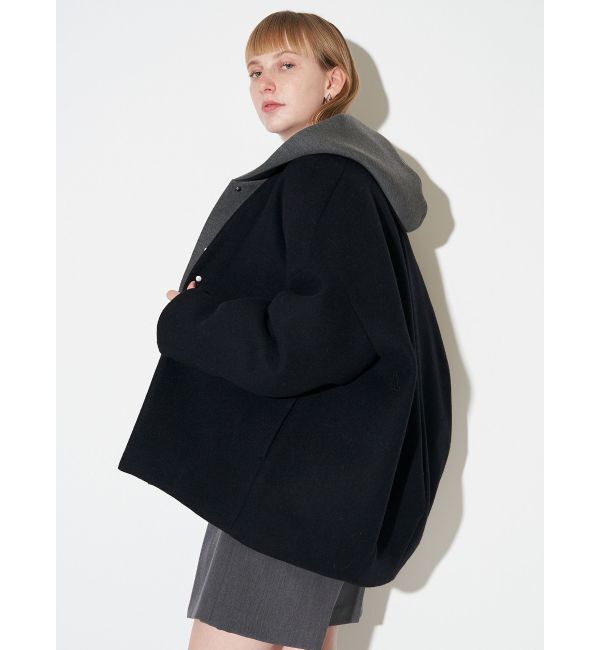 ELENDEEK「FORM SHORT WOOL CT」|ノーカラーコート|