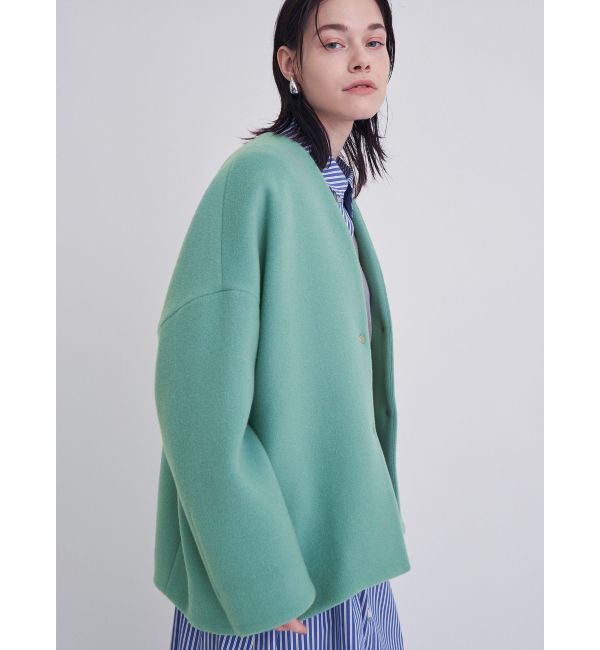 ELENDEEK「FORM SHORT WOOL CT」|ノーカラーコート|