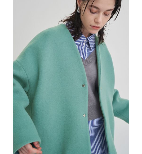 ELENDEEK「FORM SHORT WOOL CT」|ノーカラーコート|