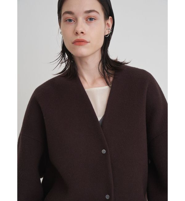 ELENDEEK「FORM SHORT WOOL CT」|ノーカラーコート|