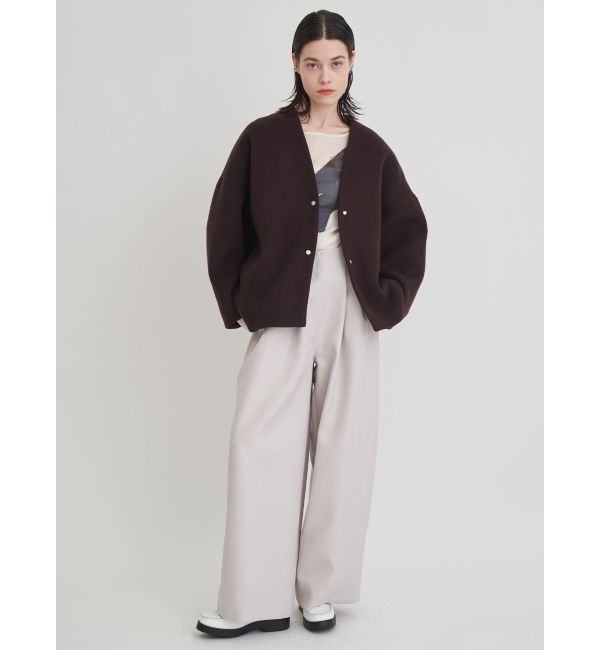 ELENDEEK「FORM SHORT WOOL CT」|ノーカラーコート|