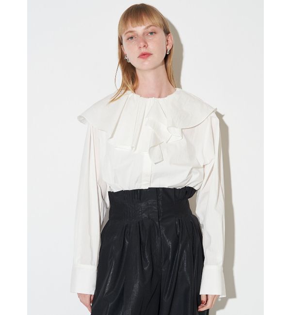 ELENDEEK「ASYME RUFFLE COLLER BL」|シャツ・ブラウス|オフホワイト