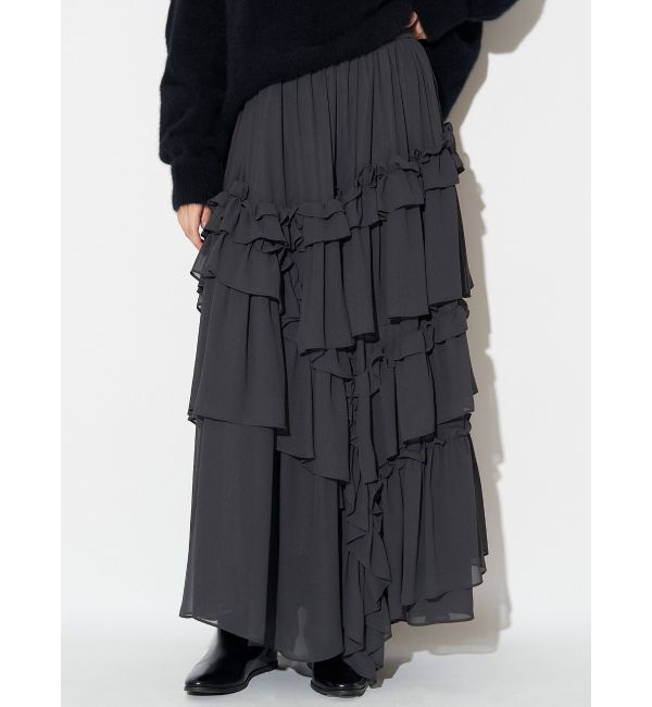 ELENDEEK「CHIFFON TIERED SK」|スカート|チャコールグレー