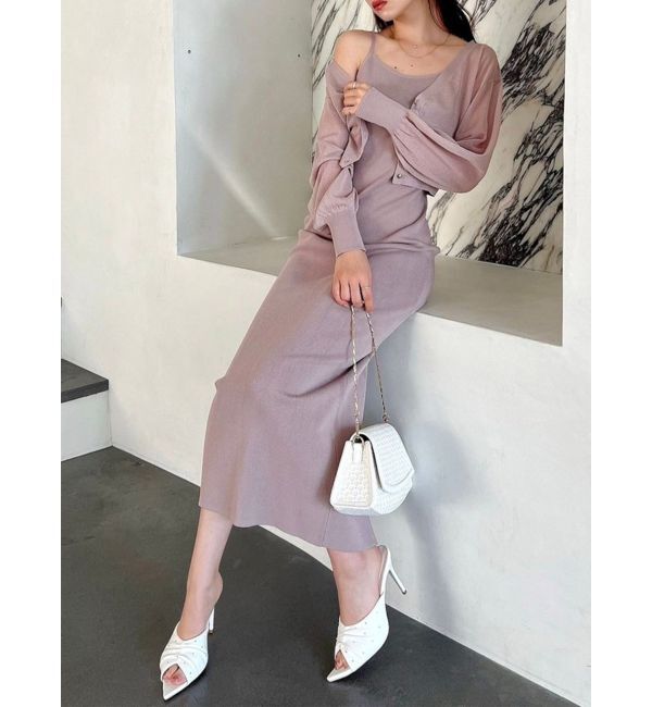 RESEXXY「シアーカーデコンビニットワンピース」|ワンピース|ピンク