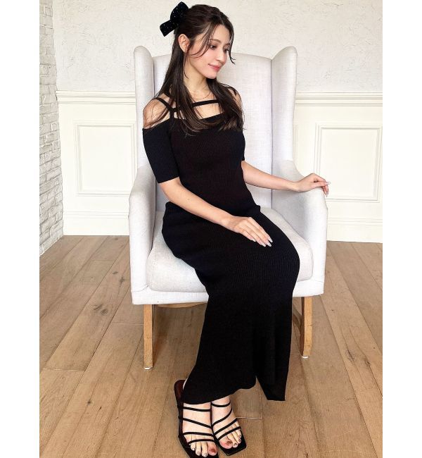 RESEXXY「ストリングデザインタイトニットワンピース」|ワンピース|