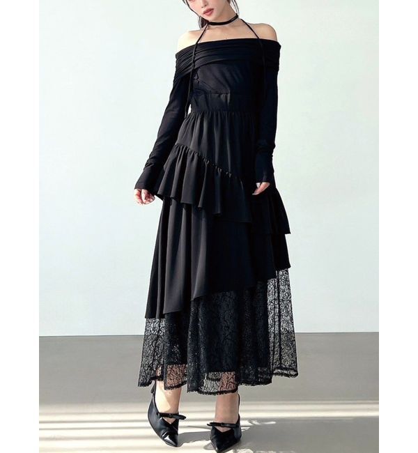 RESEXXY「オフショルドッキングワンピース」|ワンピース|ブラック