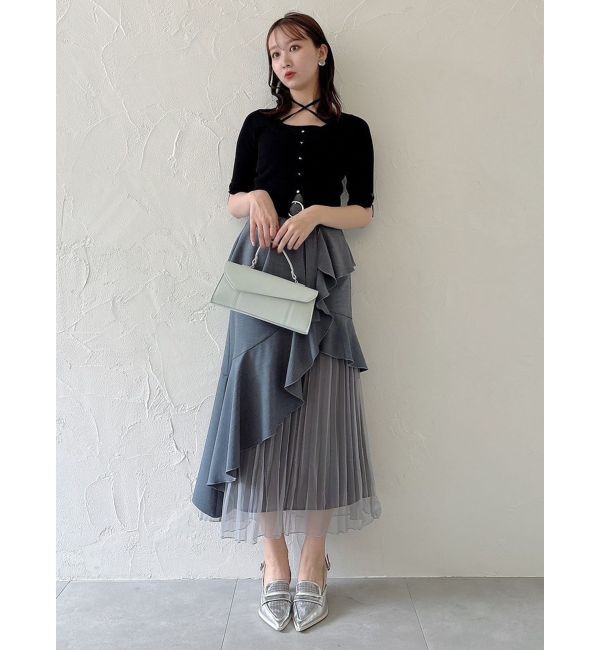 dazzlin「ハーフスリーブレイヤードカーデトップス」|ニット・セーター|