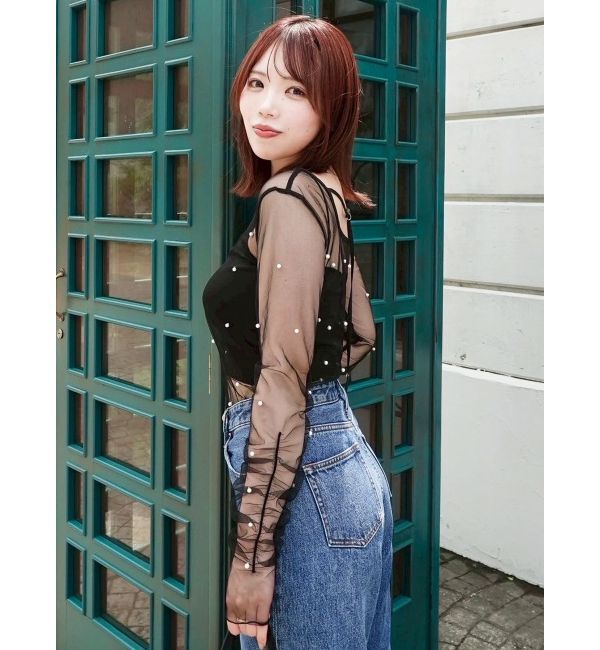 dazzlin「モチーフチュールシアートップス」|Tシャツ・カットソー|