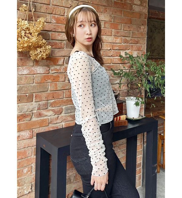 dazzlin「モチーフチュールシアートップス」|Tシャツ・カットソー|