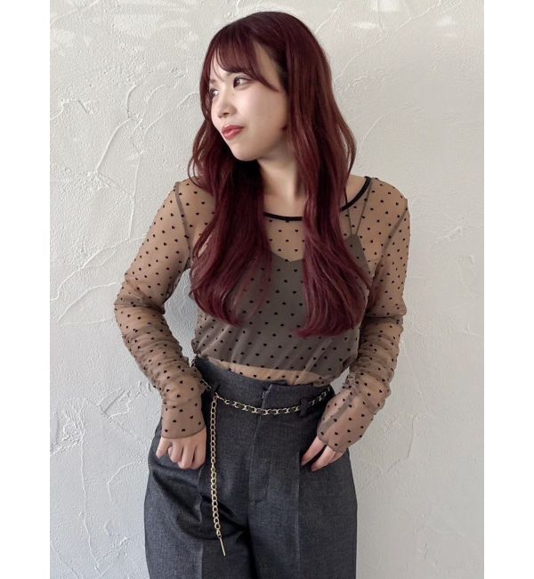 dazzlin「モチーフチュールシアートップス」|Tシャツ・カットソー|