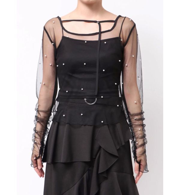 dazzlin「モチーフチュールシアートップス」|Tシャツ・カットソー|