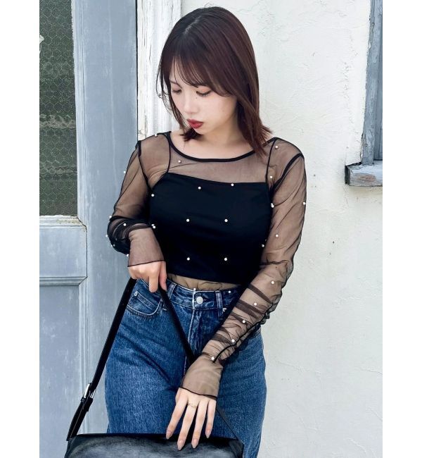 dazzlin「モチーフチュールシアートップス」|Tシャツ・カットソー|