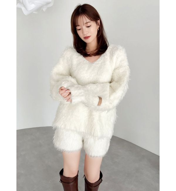 dazzlin「リップルカールニットフーディ」|ニット・セーター|