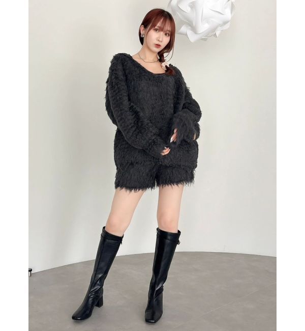 dazzlin「リップルカールニットフーディ」|ニット・セーター|