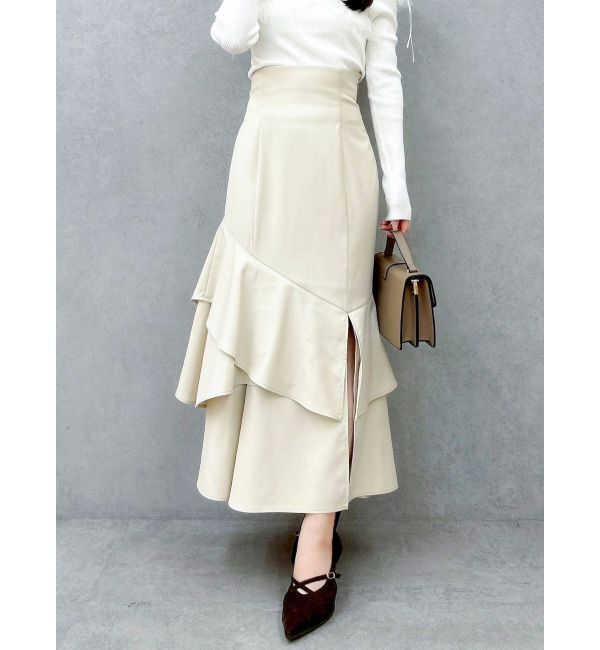 dazzlin「バックレースアップアシメマーメイドスカート」|スカート|アイボリー