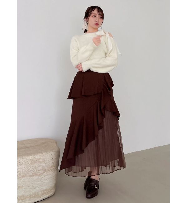 dazzlin「アシメプリーツマーメイドスカート」|スカート|ブラウン