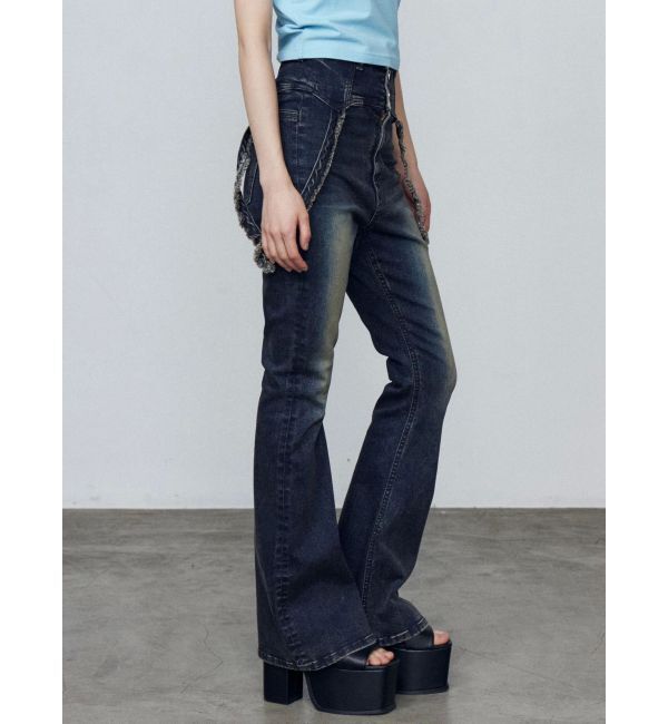 EMODA「ハングベルトハイウエストフレアパギンス」|デニム|