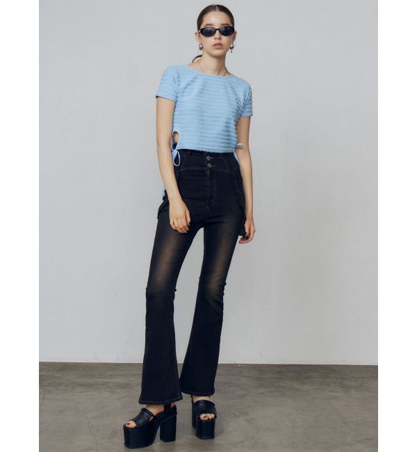 EMODA「ハングベルトハイウエストフレアパギンス」|デニム|