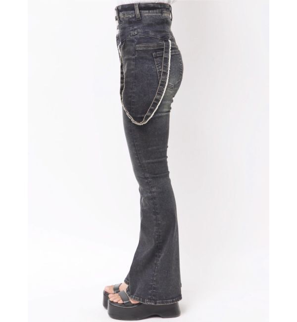 EMODA「ハングベルトハイウエストフレアパギンス」|デニム|