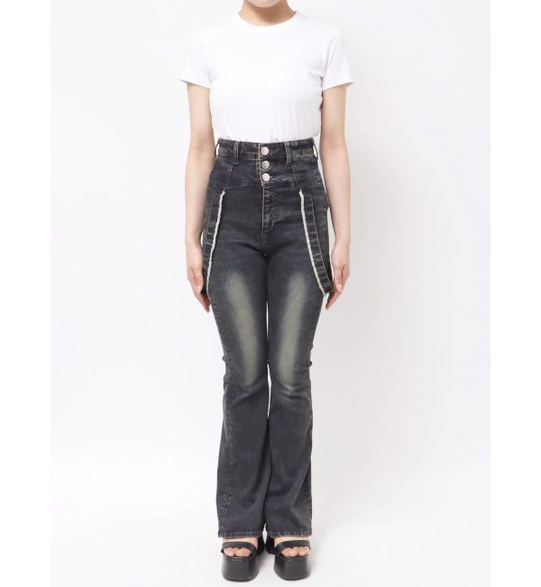 EMODA「ハングベルトハイウエストフレアパギンス」|デニム|