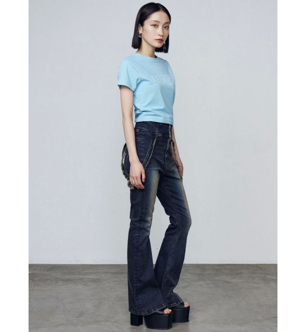 EMODA「ハングベルトハイウエストフレアパギンス」|デニム|