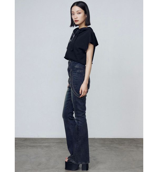 EMODA「ハングベルトハイウエストフレアパギンス」|デニム|