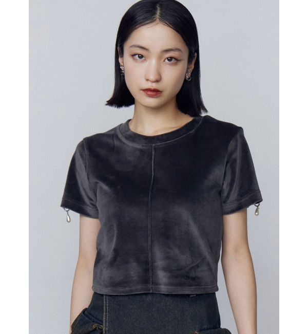 EMODA「アイレットパールベロアTシャツ」|Tシャツ・カットソー|グレー