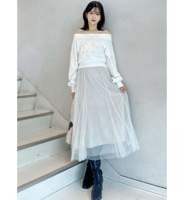 MERCURYDUO「裏毛ツイードワッペンプルオーバー」|Tシャツ・カットソー|