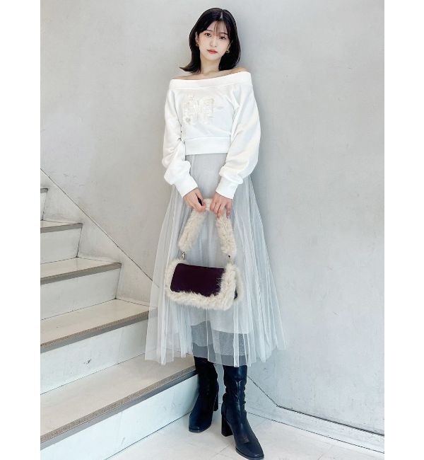 MERCURYDUO「裏毛ツイードワッペンプルオーバー」|Tシャツ・カットソー|