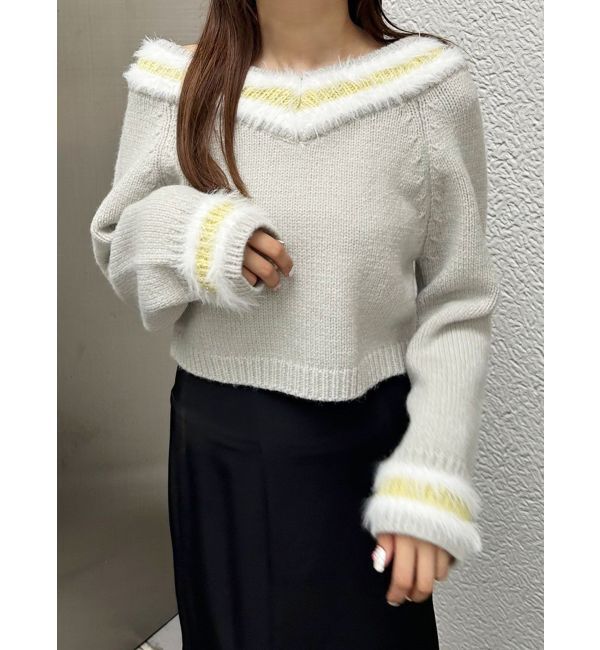 MERCURYDUO「シャギーチルデンニット」|ニット・セーター|グレー