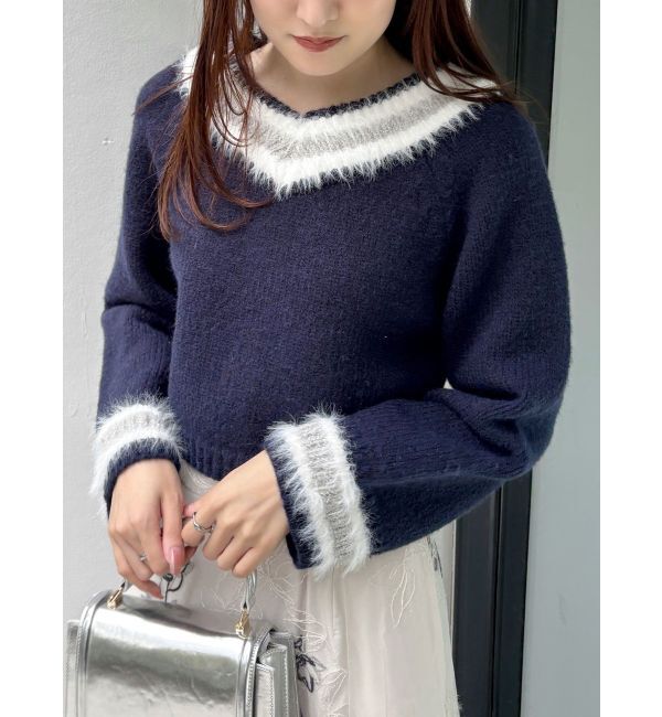MERCURYDUO「シャギーチルデンニット」|ニット・セーター|ネイビー